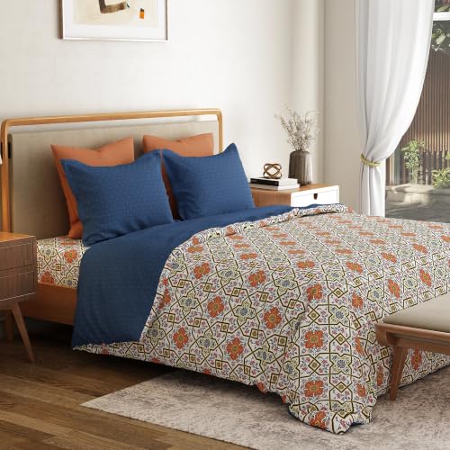 Image of Mytrident Bedsheet for Double Bed Queen Size |90 Inches x 100 Inches | Flourish Red
