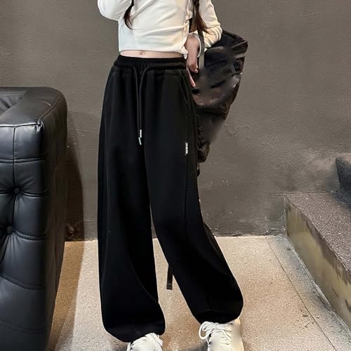 Girls Parachute Pants Baggy Wide Leg High Waisted Sweatpant with Pockets Fashion Workout Streetwear Open Bottom Joggers3