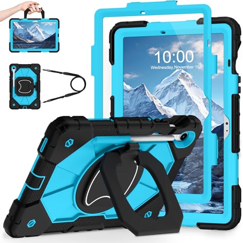 WESOROL Case for Samsung Galaxy Tab S10 Lite/S10 FE/S9 FE 10.9 Inch Galaxy Tab S9 11 Inch,Shockproof Cover for Samsung S9 FE Tablet Case with Screen Protector Rotate Stand Pen Holder,Black Blue