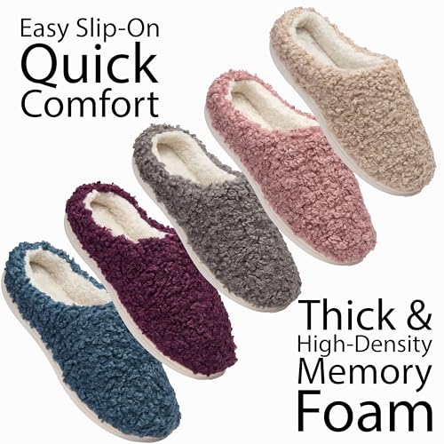 Fruit of the Loom Women's Berber Slippers - Fuzzy Memory Foam, Lightweight Clog, Indoor/Outdoor, Zapatillas de Mujer3