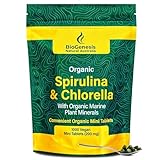Organic Spirulina & Chlorella + Marine Plant Minerals, Australian | BioDynamic Cracked Cell Wall, Chlorophyll-Rich, Vitamins, Minerals |Vegan Tablets (200 mg) (1000)