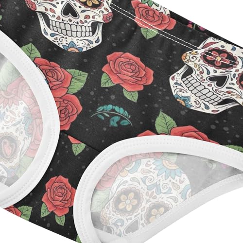 Colorful Skulls Vibrant Floral Black Toddler Underwear Floral 2t Cotton Panties for Girl Funny Kids Undies Briefs4