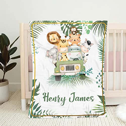 Personalized Safari Baby Blanket,Frame Jungle Animal Baby Blanket,Baby Boy Safari Nursery,Jungle Theme Baby Blanket,Jungle Blanket Baby,Safari Swaddle Blanket,Baby Blanket For Boys #TOP7