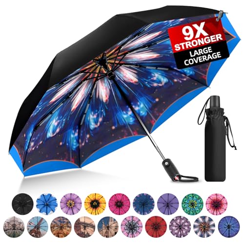Trenovo Reiseschirm für Regen.2023 Pro-Serie Kompaktschirm, kleiner Regenschirm für Rucksack, tragbar, leicht, winddicht, Heavy Duty, automatischer Klappschirm