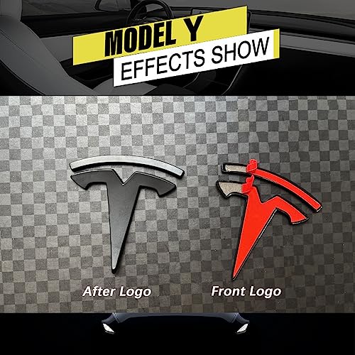 Yhcdsea Model Y Front Trunk/Rear Trunk Logo Sticker Cover Emblem Badge Decals For Tesla Model Y Accessories(Matt Black) #TOP4
