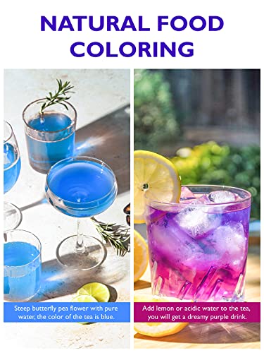 Image of TeeLux Butterfly Pea Flower Tea Bags - Premium Dried Butterfly Pea Flower for Blue & Purple Drinks and Food Coloring, 30 Tea Bags