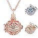 Shulemin Necklaces for Women Pendant Fashion Jewelry Valentine Gift Retro Lady Floral Carved CZ Chime Bell Harmony Ball Locket Angel Caller Necklace Beaded Necklace Set Gift for Her -Golden