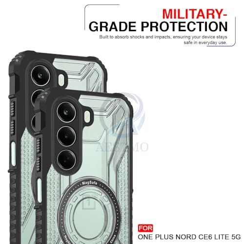 Image of AESTMO Hybrid Shockproof Back Cover Case for OnePlus Nord CE 6 Lite 5G Compatible with MagSafe | Hard Back Case Cover for OnePlus Nord CE 6 Lite 5G (PC & TPU, Translucent Back, Black Sides)
