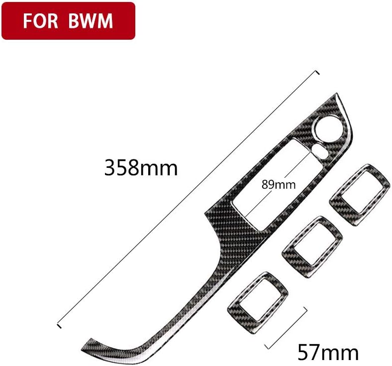 Carbon Fiber PC Vinyl Cover Trim Sticker Accessories Decoration Compatible with BMW 3 Series E90 2004-2013 Black. (Door Handle Window Lift 35.8cm Without fold 11)