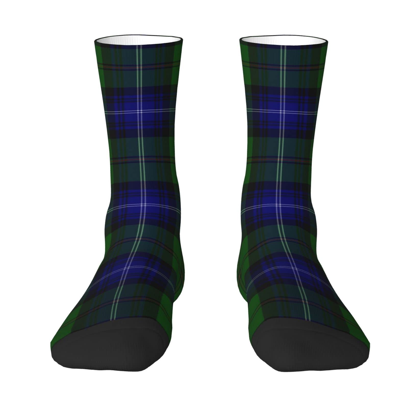 Oudrspo Urquhart Tartan Blue Green Plaid Men & Women Crew Socks,Tartan Plaid Novelty Fashion Casual Crew Tube Sock Athletic Sports Dress Socks