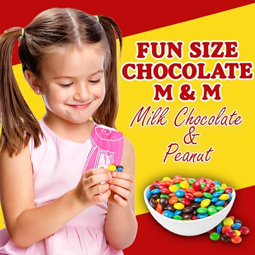 M&M's Peanut Fun Size Packs, Bulk 2 lb Milk Chocolate Covered Peanuts Individually Wrapped Packets, Bulk Candy Bags for Kids Party Favors, Birthdays, Snacking - image 2