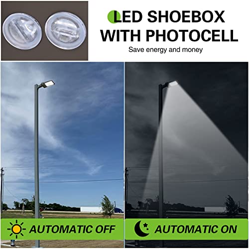 Image of hykolity 240W /300W Switchable LED Parking Lot Light, 150LM /W 5000K LED Street Lighting with Photocell Sensor[750W-1000W HPS Equiv.] 5000K 100-277V, Commercial Adjustable Arm Mount LED Shoebox Light