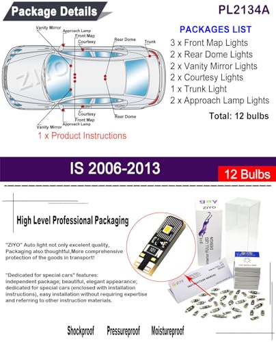 Kit de luces LED interiores para Lexus IS 2006-2013 miniatura 2