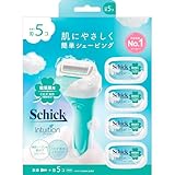 Schick(シック) イントゥイション 敏感肌用 コンボパック ホルダー(刃付き+替刃4コ入) 女性用 カミソリ グリーン