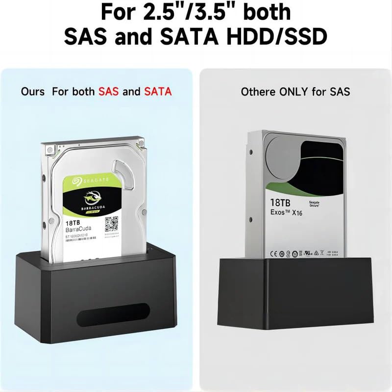 Image of ACASIS SATA /SAS to USB 3.0 Hard Drive Docking Station with 12V /2A Power Adapter for 2.5 & 3.5 inch SATA and SAS HDD /SSD, Support up to 18TB