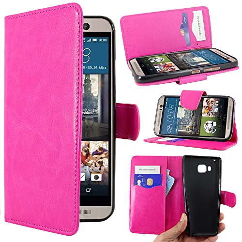 ebestStar - kompatibel mit HTC One M9 Hülle One Hima Kunstleder Wallet Hülle Handyhülle [PU Leder], Kartenfächern, Standfunktion, Pink [Phone: 144.6 x 69.7 x 9.6mm, 5.0'']