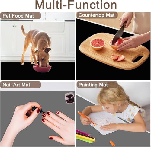 Image of Extra Large Silicone Mat for Kitchen Counter, 40''x32''(100cmx80cm) Non-Slip Heat Resistant Countertop Protector, Waterproof Durable Kitchen Mat for Countertops, Black