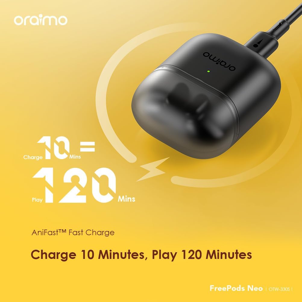 Oraimo FreePods Neo charging case with AniFast Fast Charge indication
