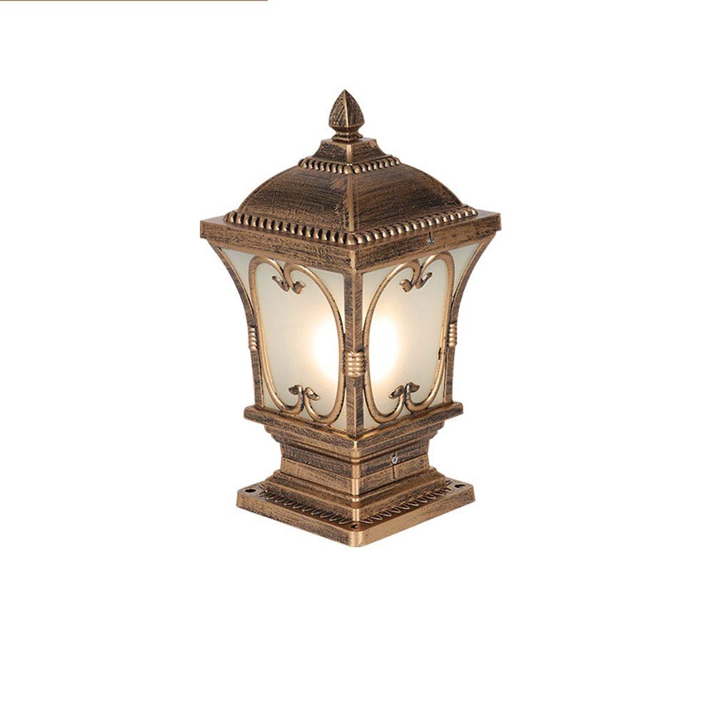 QUSYZD Outdoor Pillar Lamp for Lawn Fence Gate Wall, Waterproof Garden Villa Lighting, Landscape Post Light,Bronze_medium