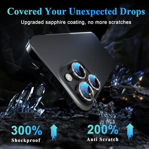 Image of YWXTW Designed for iPhone 16 Pro /iPhone 16 Pro Max Camera Lens Protector Bling, [New Glitter Design] Individual Metal Tempered Glass Camera Cover Accessories Case Friendly (Black Titanium)