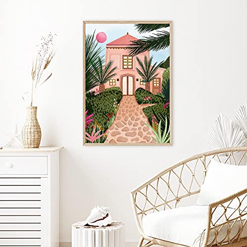 Art mural toile marocaine décoration moderne poster mosquée rose 50x70 cm