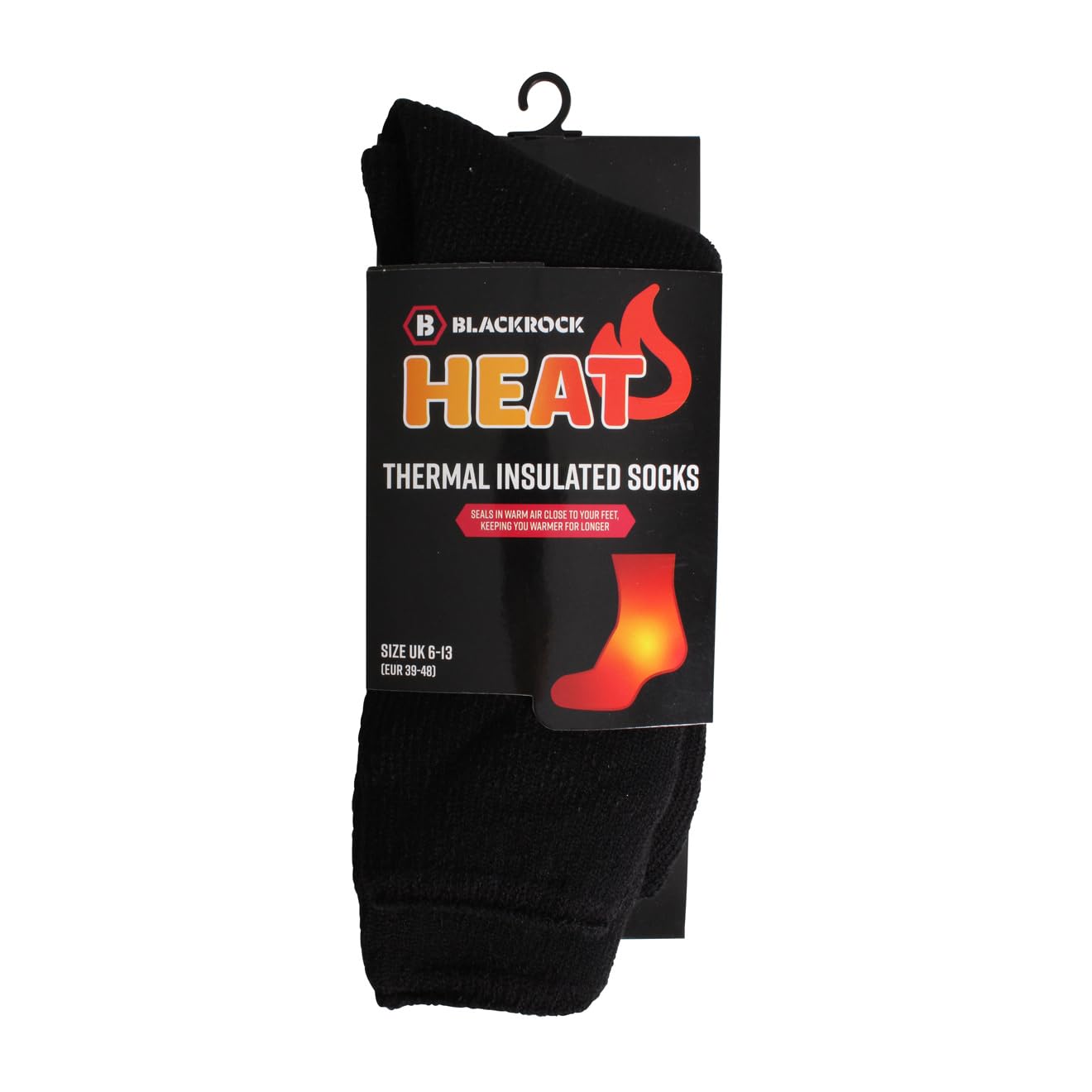 Blackrock HEAT Thermal Socks, Mens and Womens, Black, Heated Clothing, Warm Wooly Socks, Warmer, Hiking, Fleece, Unisex - One Size