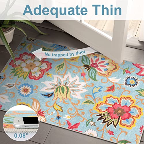 Beeiva Floral Washable Kitchen Runner Rugs, 2X6 Colorful Modern Plant Bathroom Hallway Runner Rugs With Rubber Backing, Carpet Runner Rug For Hallways Bedroom Entryway Laundry Room #TOP2