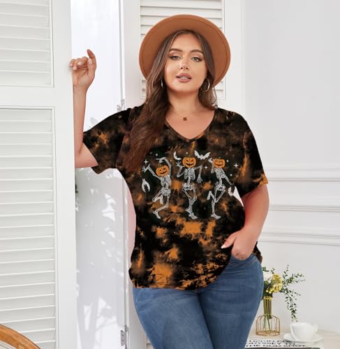 Image of ForHailey Women's Plus Size V Neck Tops Summer Short Sleeve T Shirt