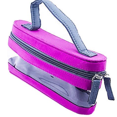 Clear Window Essential Oil Carry Bag Case Holds 5 Bottles 15ML in Size (Fuchsia)