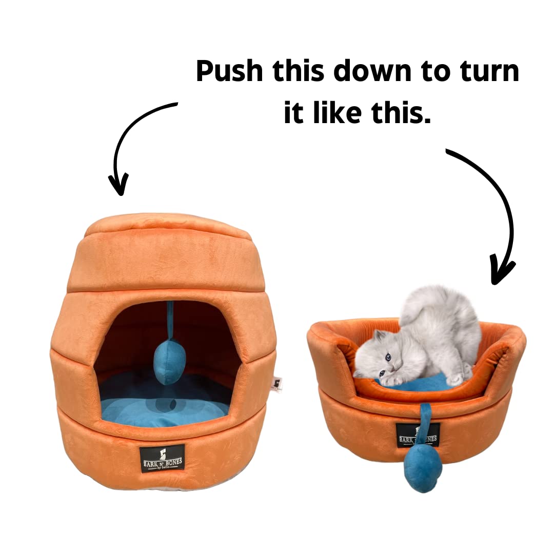 BNB Premium Soft Velvet Cats Kittens Pet Hut House/cat House/Foldable House  (L x W x H) 46 X 46 X 40 cm (Medium) (Turquoise) : Amazon.in: Pet Supplies