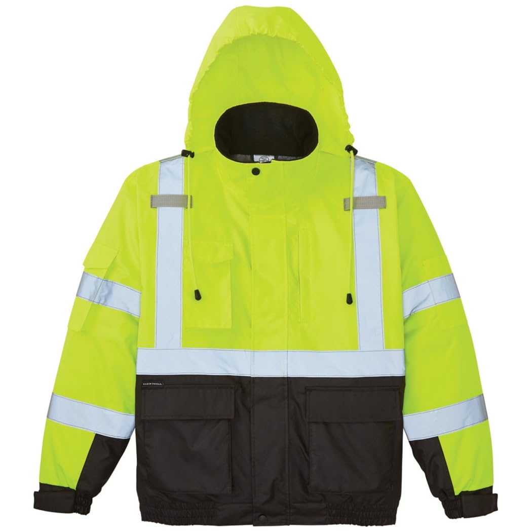 KLEIN TOOLS 60364 Bomber Jacket, High-Visibility Reflective Winter