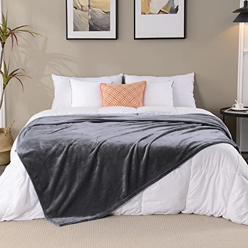 Sochow Flannel Fleece Blanket King Size, All Season Lightweight Super Soft Cozy Blanket For Bed Or Couch, Grey(90Inch X108'') #TOP5