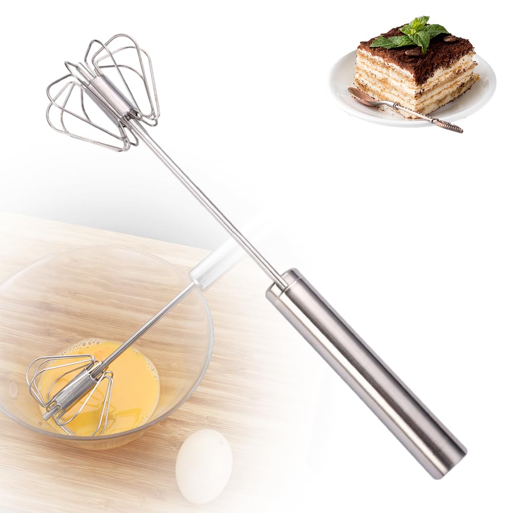 2025 New Stainless Steel Semi-Automatic Egg Whisk Hand Push Mixer Stirrer Multi-Function Rotatable Rotary Blender Manual Whisks for