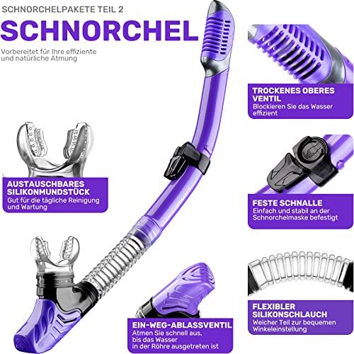 CAPAS Set di pinne da snorkeling per adulti con