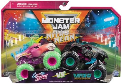 Monster Jam Nitro Neon Sparkle Smash vs Max-D (1:64 Scale Double Pack)
