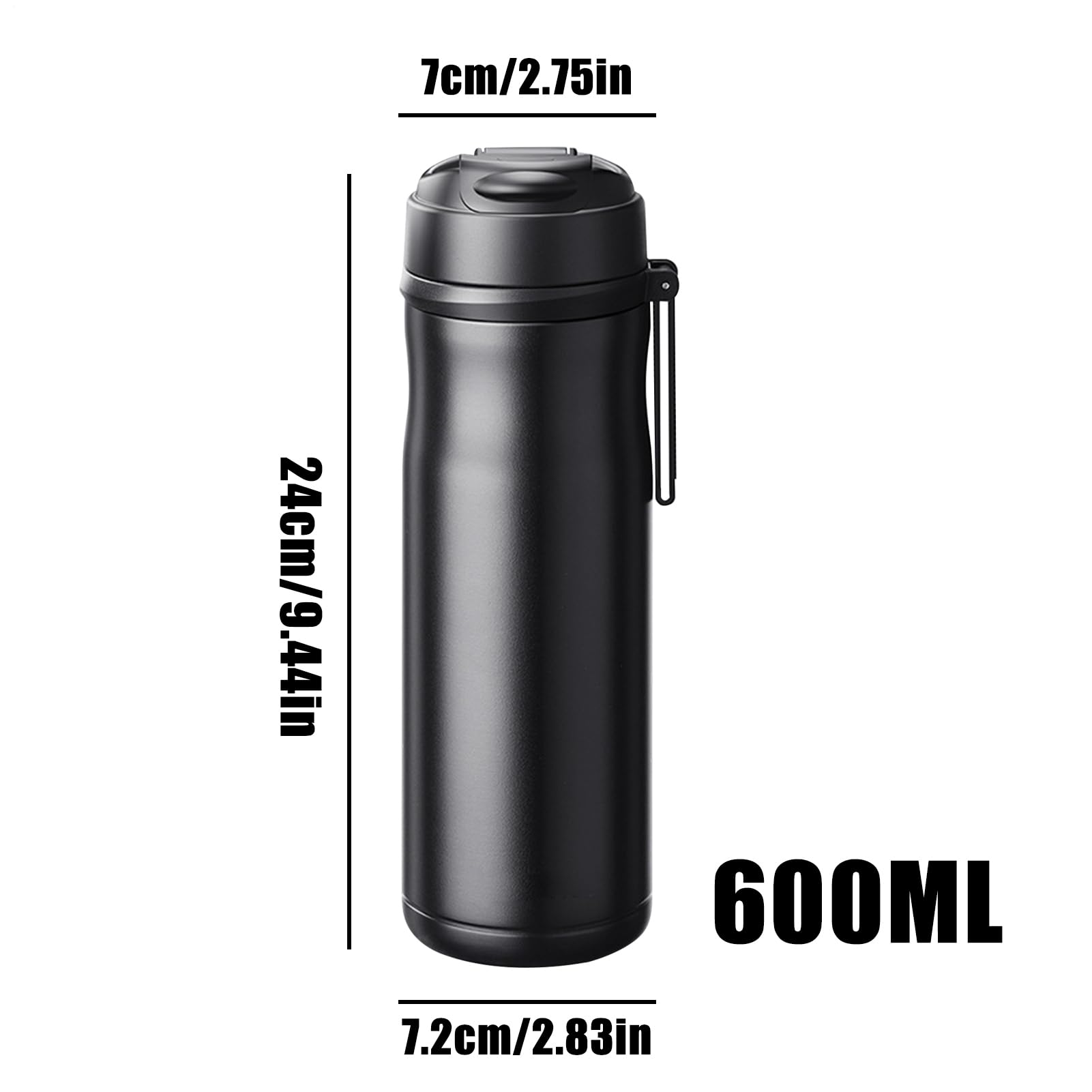 Generico Botella térmica portátil de viaje con infusor de té, 600 ml | de acero inoxidable con infusor, botella de agua para bebidas calientes y frías, café frío, b