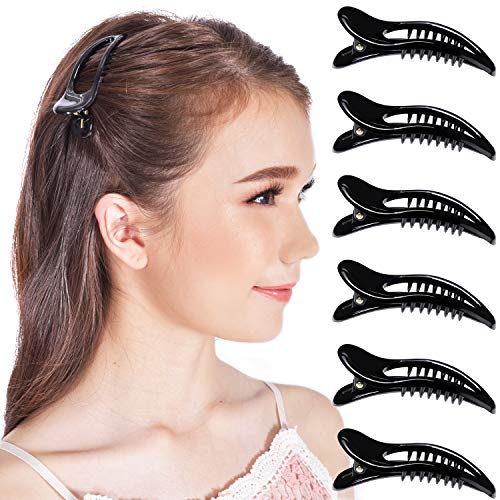 RC ROCHE 6 piezas pinzas pequeñas planas para el cabello para mujeres, clip tipo aligátor, estilo barrette fuerte y antideslizante, color negro pequeño