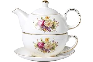 European Porcelain Tea for One, Vintage Floral Teapot and Cup Set