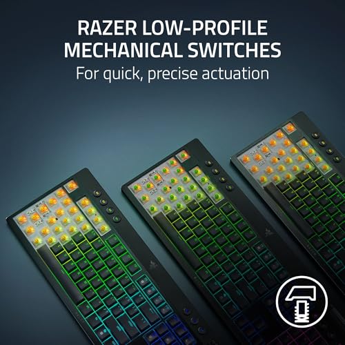 BlackWidow V4 - Tastiera da gioco wireless TKL HyperSpeed a basso profilo: interruttori meccanici verdi, wireless a 2,4 GHz e Bluetooth, rullo multifunzione, 3 pulsanti di controllo, batteria a - Tastiera gaming - Immagine 1