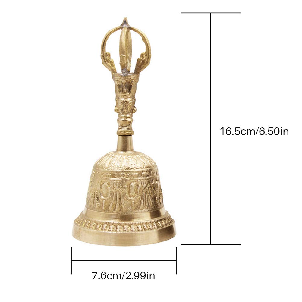 Woorea Handmade FengShui Hand Bell, Meditation Alarm, Prayer, Lucky Service, Tibetan Buddhist Desk, Loud Call - Image 2