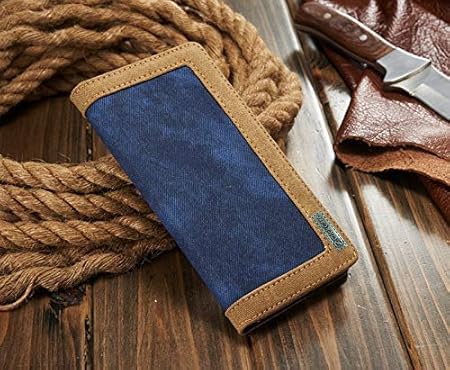 Image of ClickCase Iconic Series for Realme Narzo 20 pro Soft Canvas Denim Cloth Leather Wallet Flip Case Kick Stand with Magnetic Closure Flip Cover for Realme Narzo 20 pro (Blue & Beige)