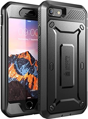 SUPCASE Unicorn Beetle Pro Series Case Designed for iPhone 7 / 8 / iPhone SE 2 (2020) / iPhone SE 3 (2022), Full-body Rugged Holster Case with Built-in Screen Protector (Black)