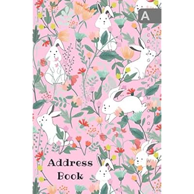 Address Book: 4x6 Mini Contact Notebook Organizer | A-Z Alphabetical Sections | Cute Bunnies in Flower Garden Design Pink