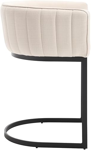 Miniatura 8 de Kmax Juego de 2 taburetes de barra de tela moderna con marco de metal negro con canal copetudo para isla de cocina, comedor y bar, beige