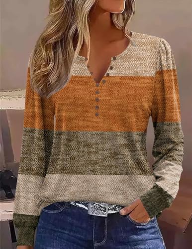 Zeagoo Fall Tops for Women Long Sleeve Button Up Shirts Floral Tunics V Neck Pullover Blouse4