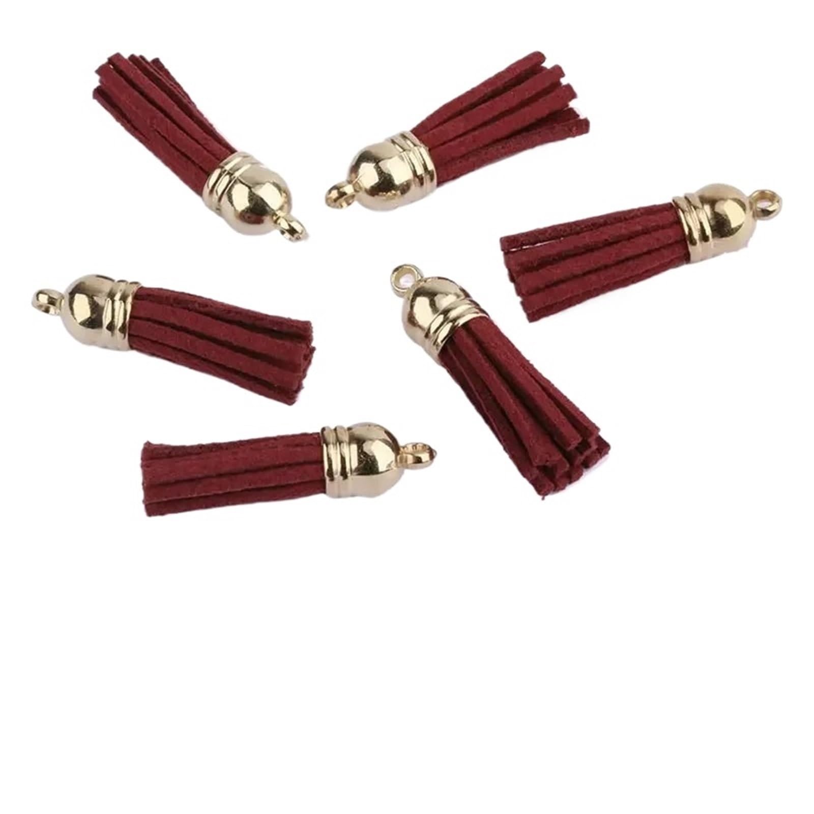 Mini Tassels 50Pcs Keychain Tassels Bulk Leather Tassels for Jewelry Making Colored Suede Tassel Pendant Keychain Accessory Craft Making for Crafts(Wine red)