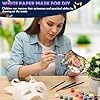 Leyndo 24 Pcs Paper Mache Art Mask White Craft Masquerade Masks and Gem Stickers DIY Blank Mardi Gras Halloween Cosplay Party (Mixed Styles) #4