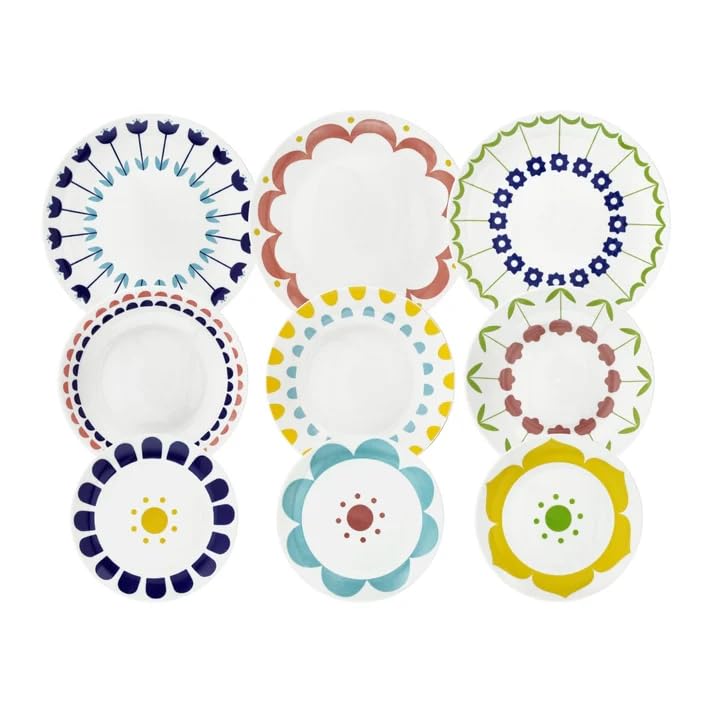 Tognana Madison Nymea Servizio Tavola 18 Pezzi in Porcellana per 6 Persone, Decorazioni Assortite, Piatti Piani Fondi e Dessert, Lavastoviglie e Microonde