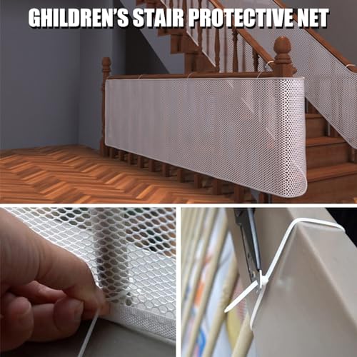 Treppenschutznetz für Kinder, Verdicken Niedlich Tier Schutznetz Treppe, Sicherheitsnetz Treppe für Babys und Haustieren, Treppen Schutz Sicherheitsnetz (600 x 90 cm White)
