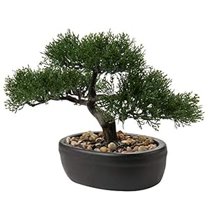 Artificial Bonsai Tree Juniper Faux Plants Indoor Small Fake Plants Decor with Ceramic Pots for Home Table Office Desk…